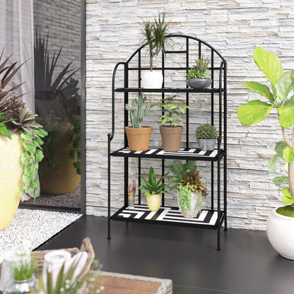 TK Classics Plant Stand with Mosaic Tile Shelves