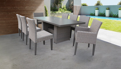 Monterey Rectangular Outdoor Patio Dining Table With 6 Armless Chairs And 2 Chairs W/ Arms