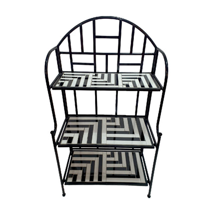 TK Classics Plant Stand with Mosaic Tile Shelves