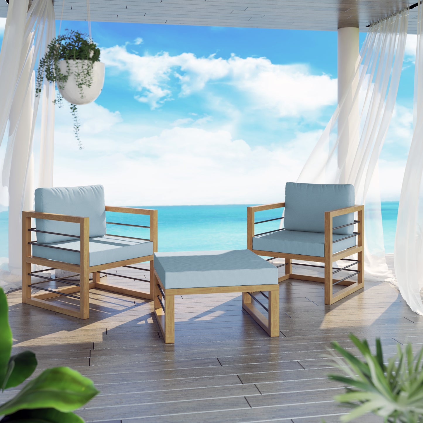 TK Classics 3 Piece Aluminum Outdoor Conversation Set