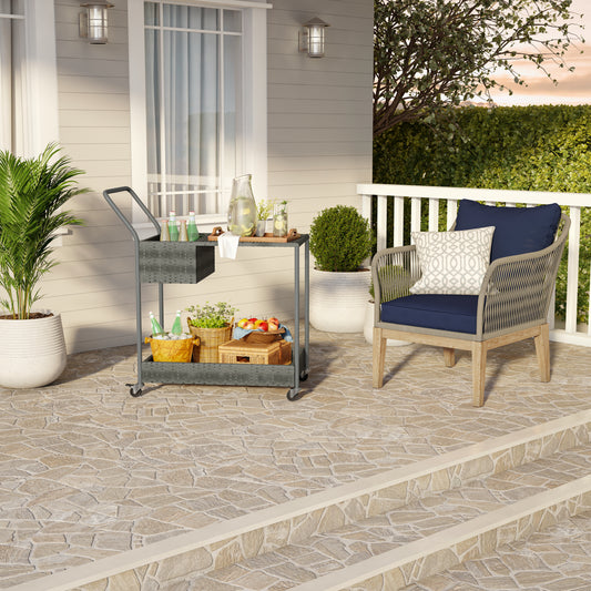 TK Classics Outdoor Wicker Bar Cart