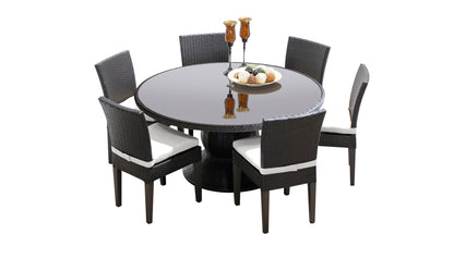 Napa 7 Piece Round Outdoor Patio Wicker Dining Set with Cushions