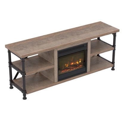 Irondale TV Stand for TVs up to 65" with Electric Fireplace, Autumn Driftwood