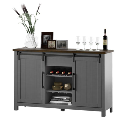 Modern Farmhouse Sideboard with Wine Storage and Sliding Barn Doors