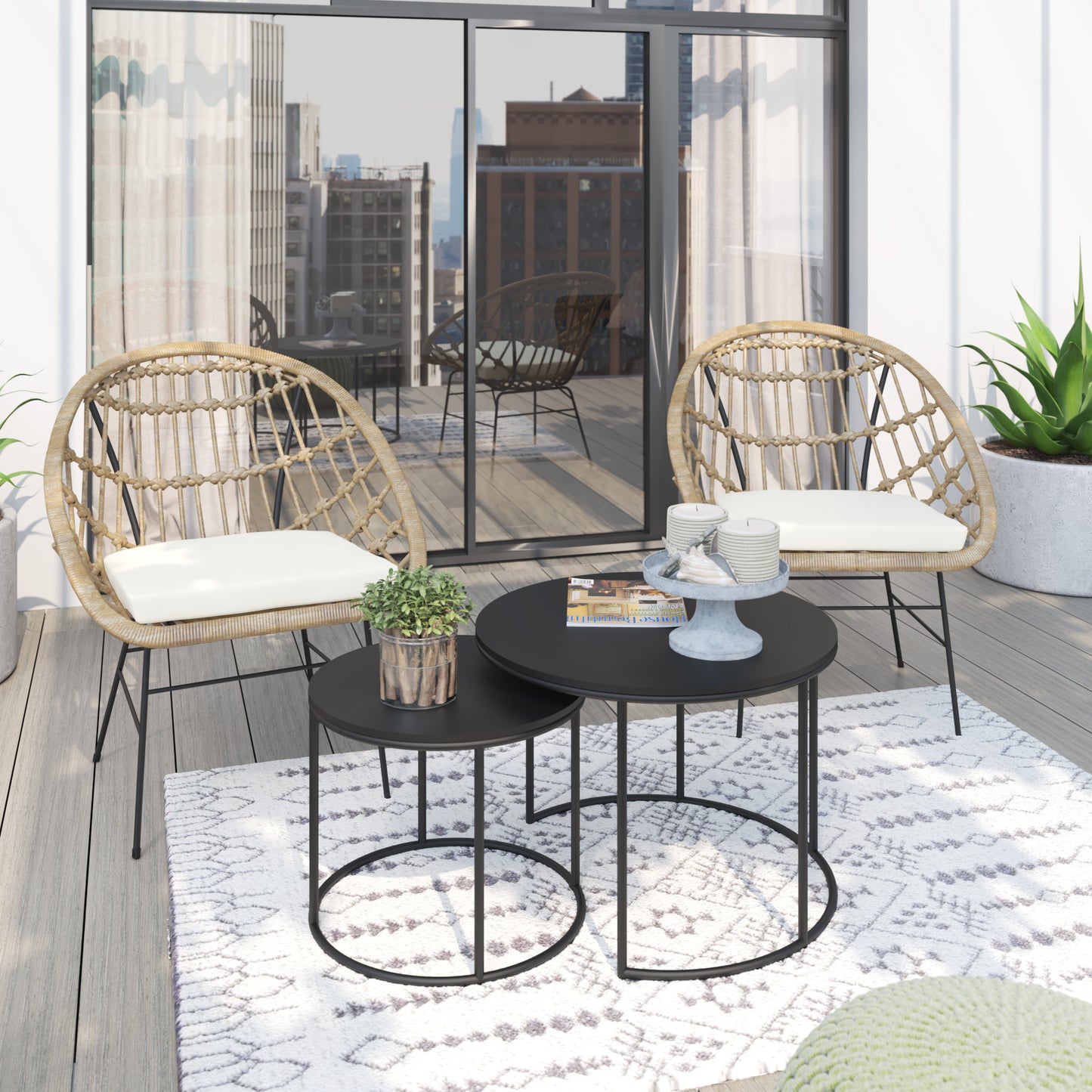 TK Classics 3 Piece Outdoor Conversation Set with Cushions