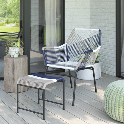TK Classics Outdoor Wicker Contemporary Lounge Chair with Ottoman