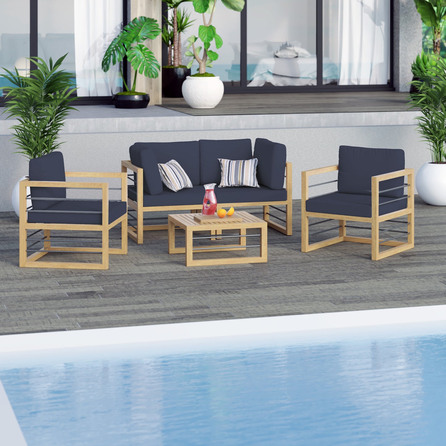 TK Classics 5 Piece Aluminum Outdoor Conversation Set