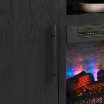 Chantelle 70” Modern Curved TV Stand with duraflame® Smart Electric Fireplace, Alexa Voice & App Control