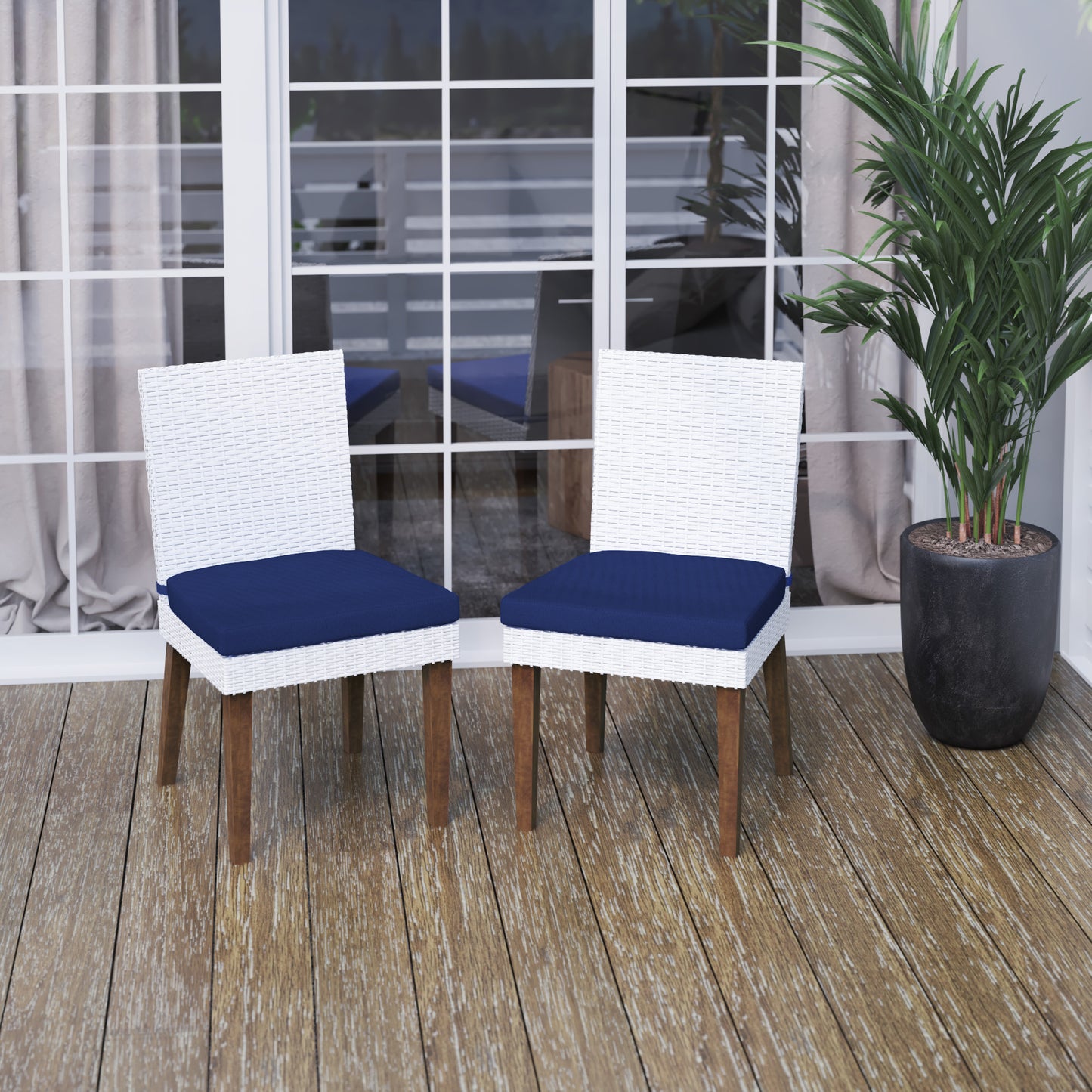 TK Classics Outdoor Dining Chairs with Cushions, Set of 2