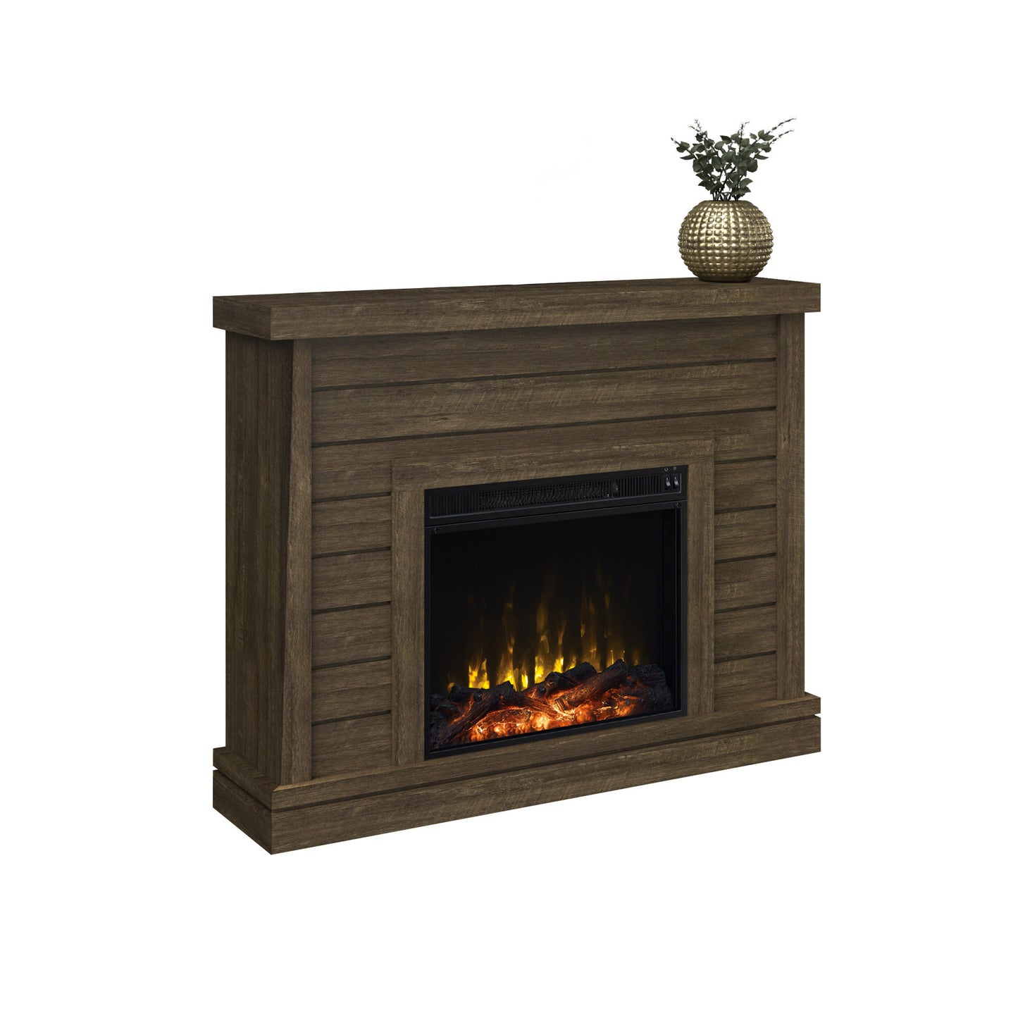 Shiplap Wall Mantel Electric Fireplace