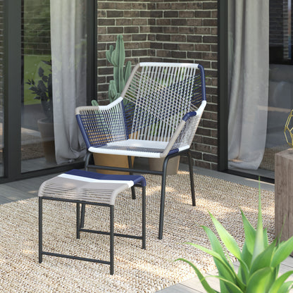 TK Classics Outdoor Wicker Contemporary Lounge Chair with Ottoman