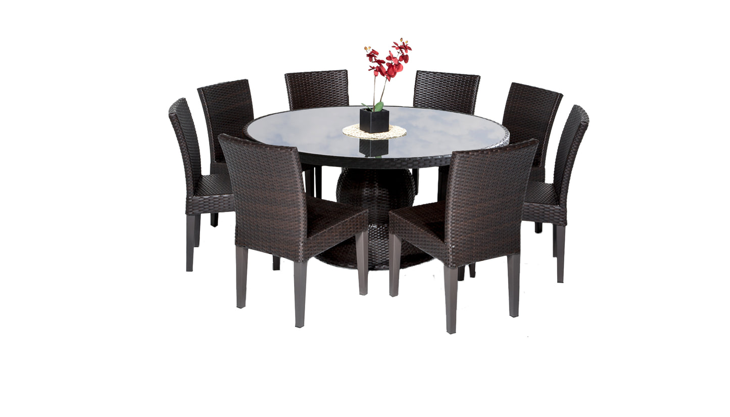 Belle 9 Piece Round Outdoor Patio Wicker Dining Set