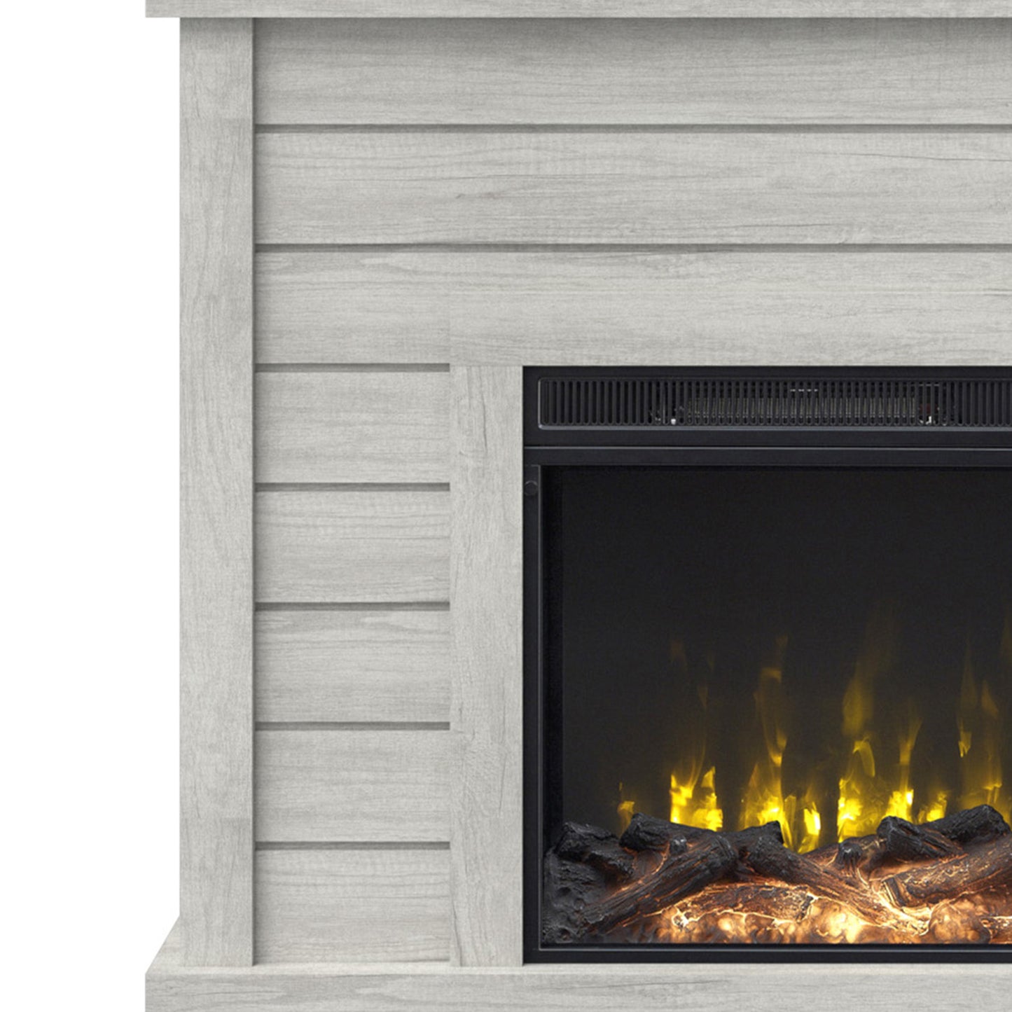 Shiplap Wall Mantel Electric Fireplace