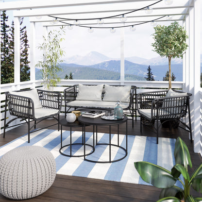 TK Classics 4 Piece Outdoor Wicker Conversation Set with Cushions