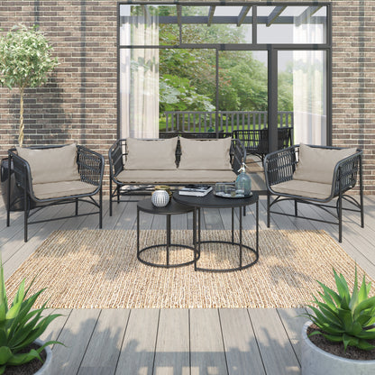 TK Classics 4 Piece Outdoor Wicker Conversation Set with Cushions