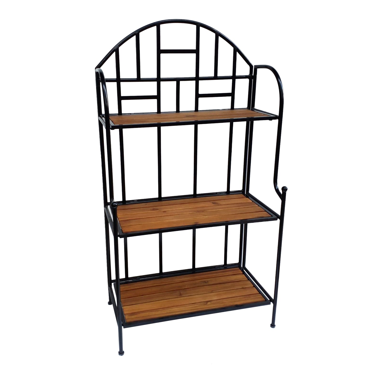 TK Classics Plant Stand with Planked Acacia Shelves