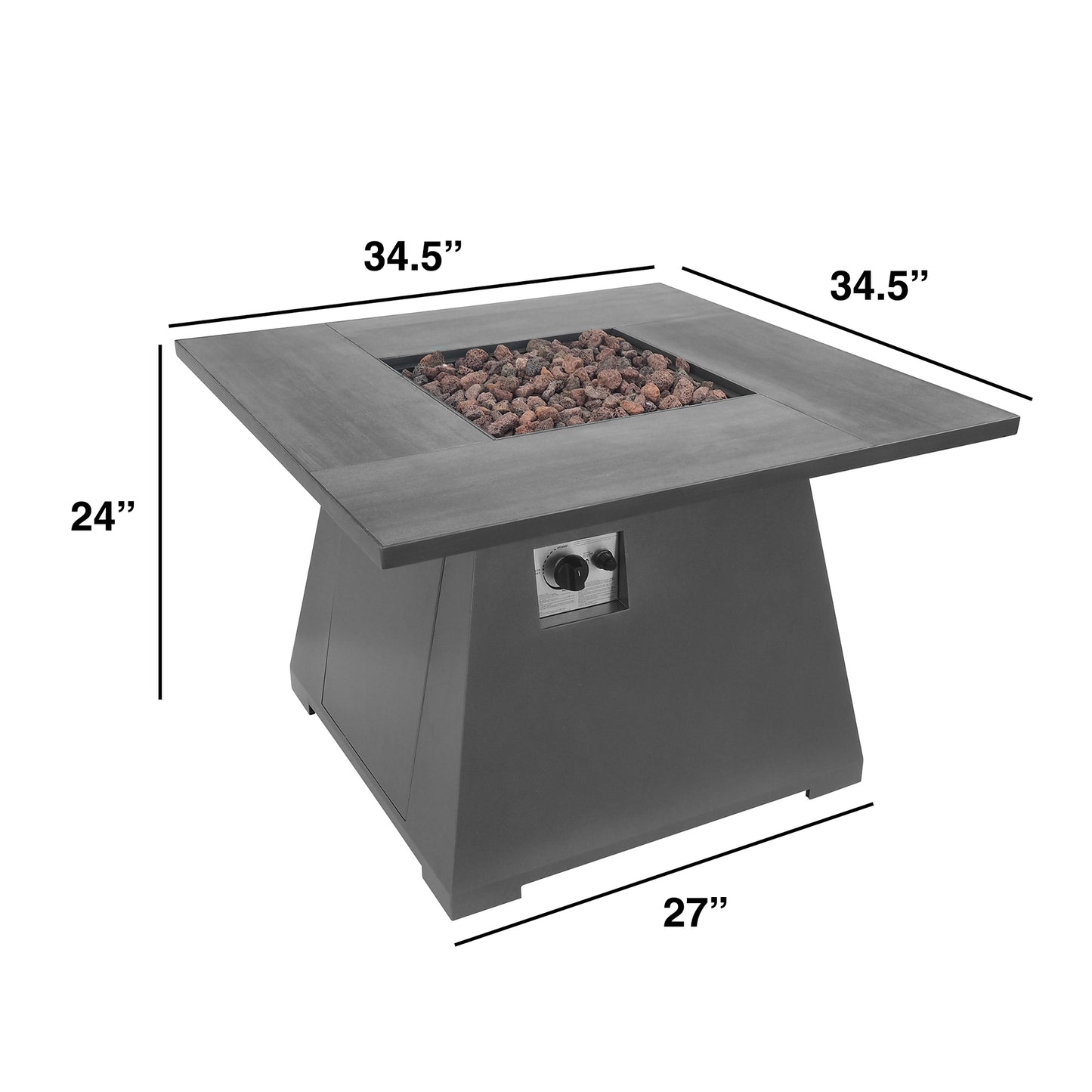 TK Classics Square Fire Pit Table