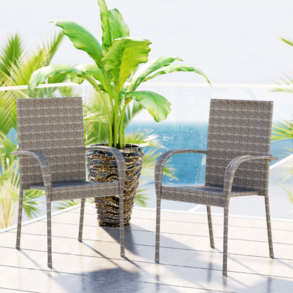 TK Classics Outdoor Wicker Dining Arm Chairs, Set of 2