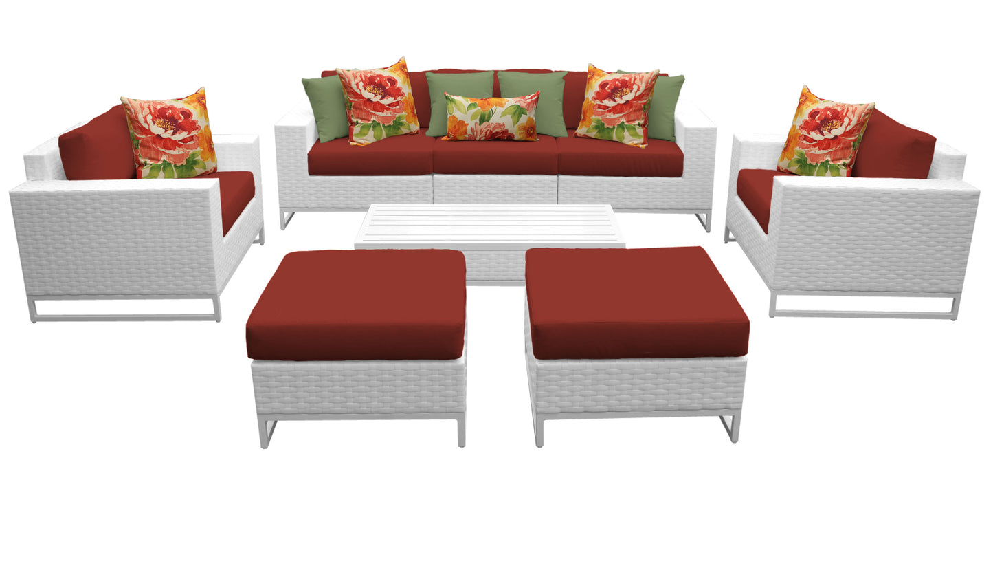 Miami 8-Piece Wicker Outdoor Furniture Set with Aruba Cushions