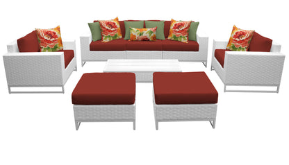 Miami 8-Piece Wicker Outdoor Furniture Set with Aruba Cushions