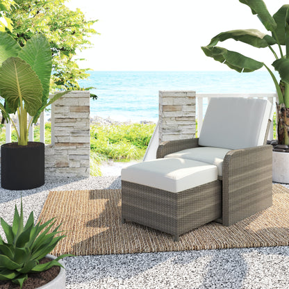TK Classics Club Chair with Ottoman in Gray Wicker