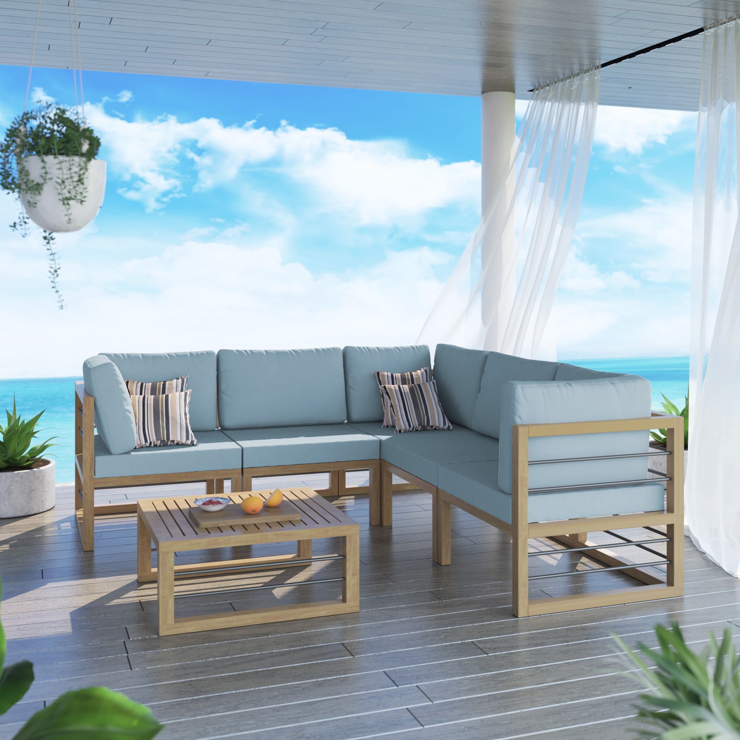 TK Classics 6 Piece Aluminum Outdoor Conversation Set