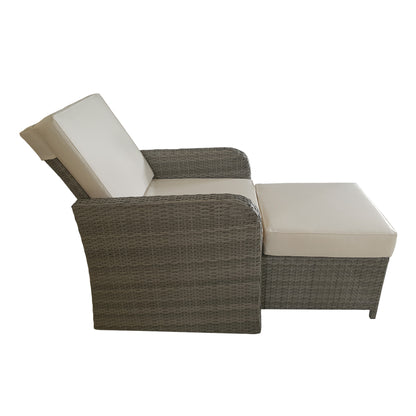 TK Classics Club Chair with Ottoman in Gray Wicker