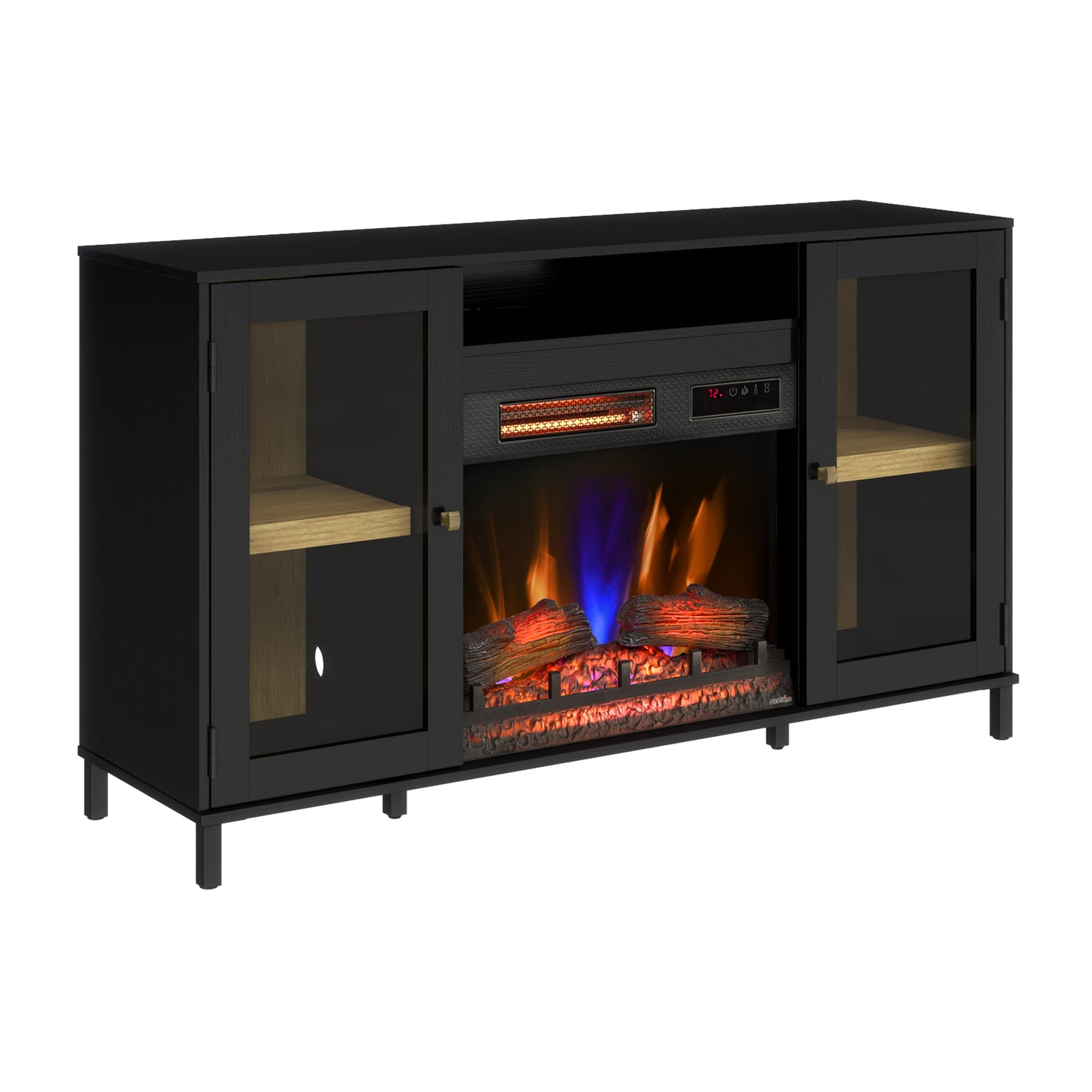 duraflame® Nathan 54" Electric Fireplace TV Stand with Glass Door Cabinets