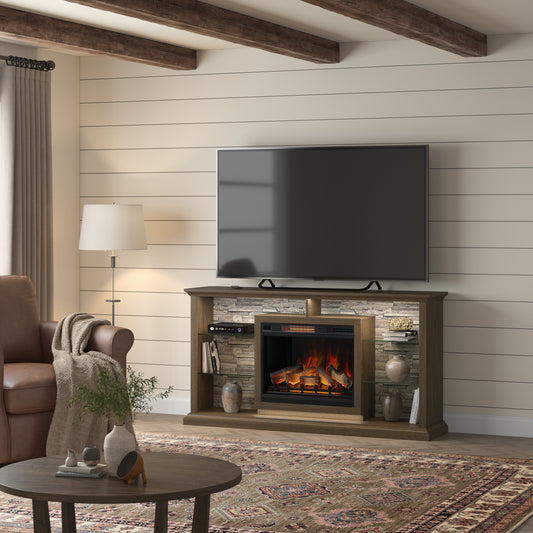 Elena 74" Electric Fireplace TV Stand with LED Accent Lighting