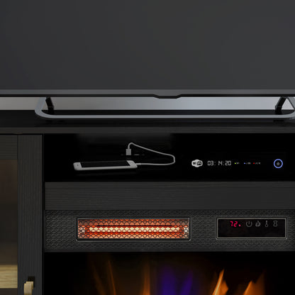 duraflame® Nathan 54" Electric Fireplace TV Stand with Glass Door Cabinets