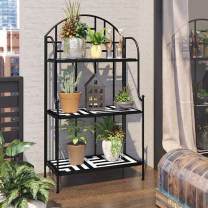 TK Classics Plant Stand with Mosaic Tile Shelves