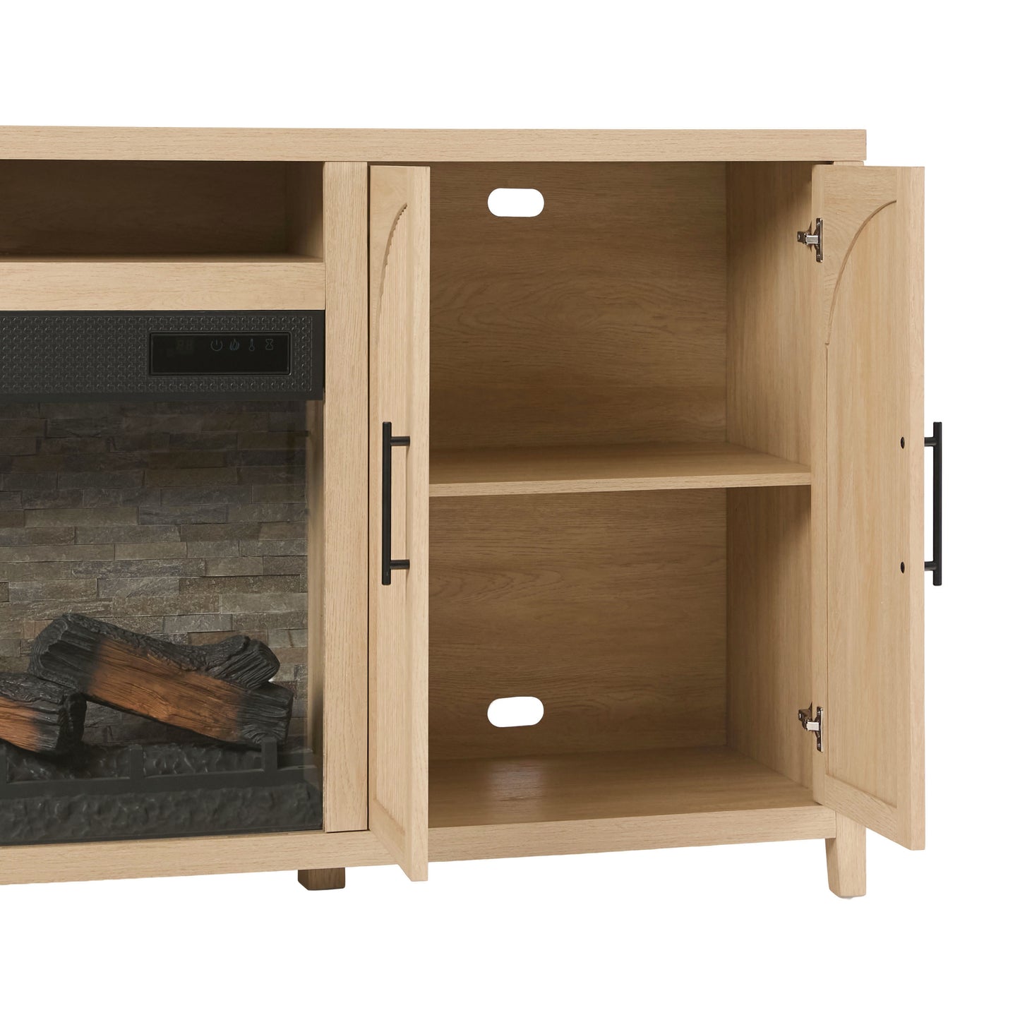 Sasha 80" Modern Reeded TV Stand with duraflame® Smart Electric Fireplace