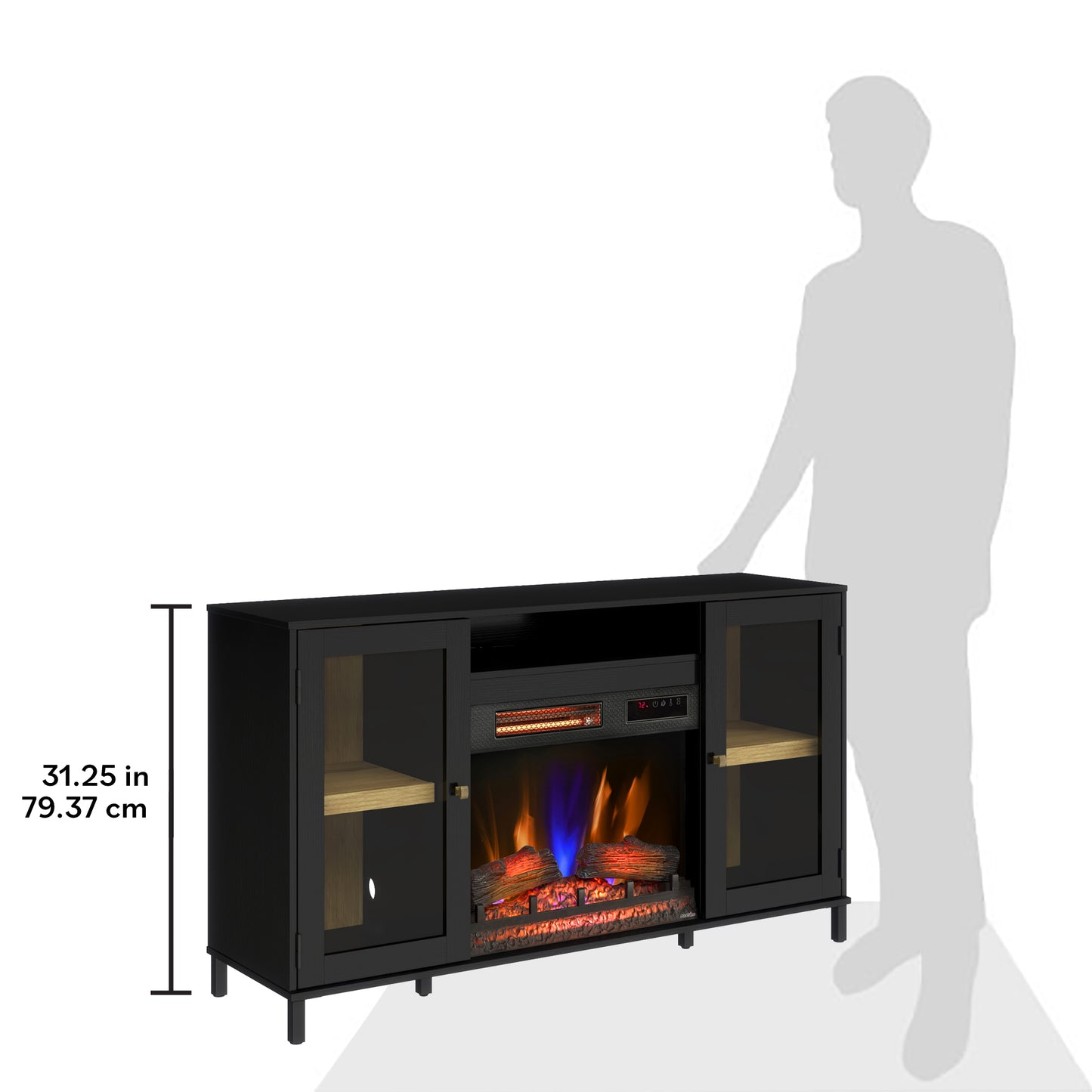 duraflame® Nathan 54" Electric Fireplace TV Stand with Glass Door Cabinets