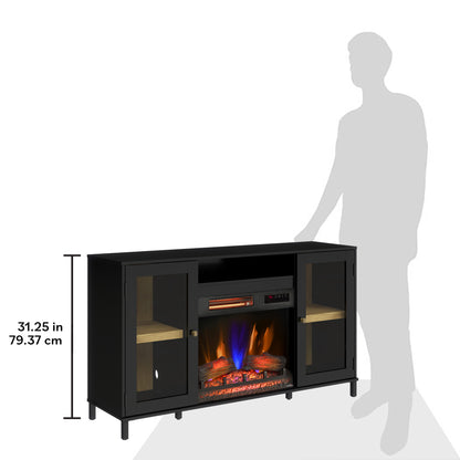 duraflame® Nathan 54" Electric Fireplace TV Stand with Glass Door Cabinets