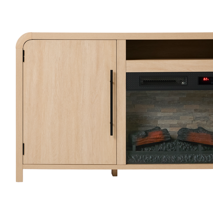 Chantelle 70” Modern Curved TV Stand with duraflame® Smart Electric Fireplace, Alexa Voice & App Control
