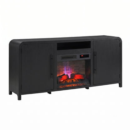 Chantelle 70” Modern Curved TV Stand with duraflame® Smart Electric Fireplace, Alexa Voice & App Control