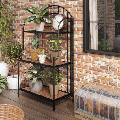 TK Classics Plant Stand with Planked Acacia Shelves