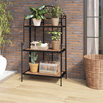 TK Classics Plant Stand with Planked Acacia Shelves