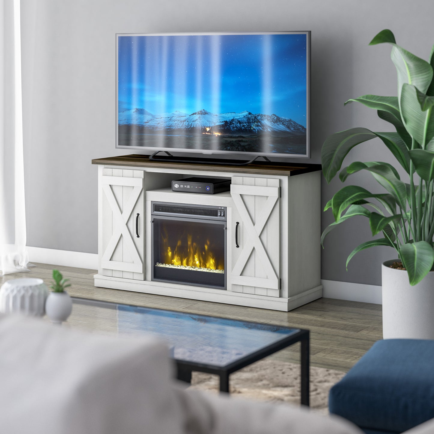 Cottonwood TV Stand for TVs up to 55" with Electric Fireplace