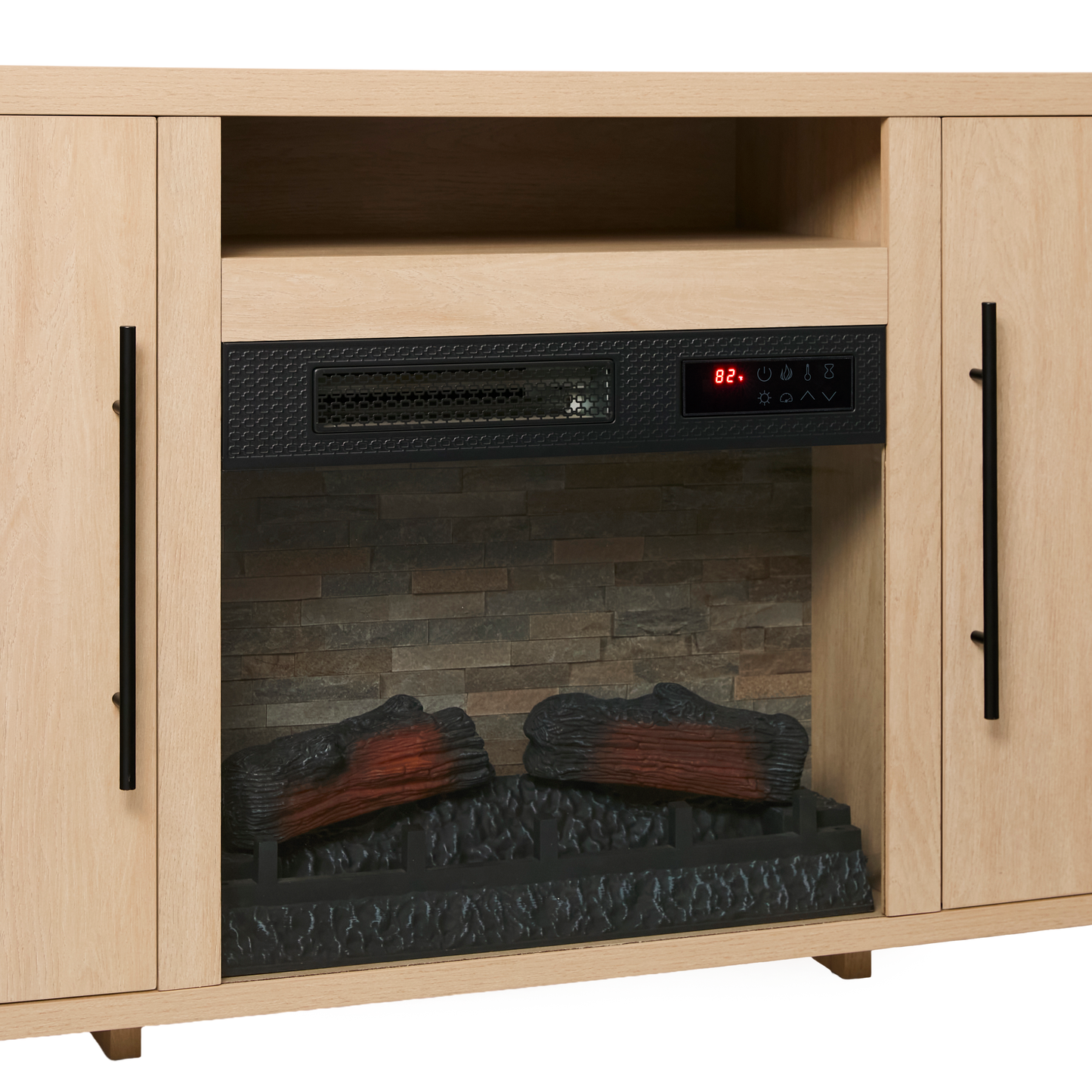 Chantelle 70” Modern Curved TV Stand with duraflame® Smart Electric Fireplace, Alexa Voice & App Control