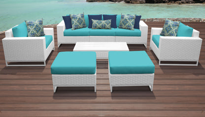 Miami 8-Piece Wicker Outdoor Furniture Set with Aruba Cushions