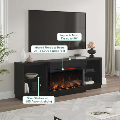 Cynthia 82" Electric Fireplace TV Stand with LED Accent Lighting