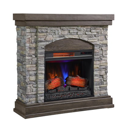 duraflame® Wall Mantel Electric Fireplace, Smoky Gray Stone