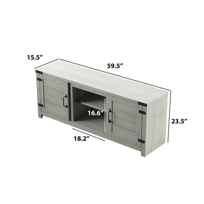 TV Stand for TVs up to 65" with Planked Doors and Nail Head Details