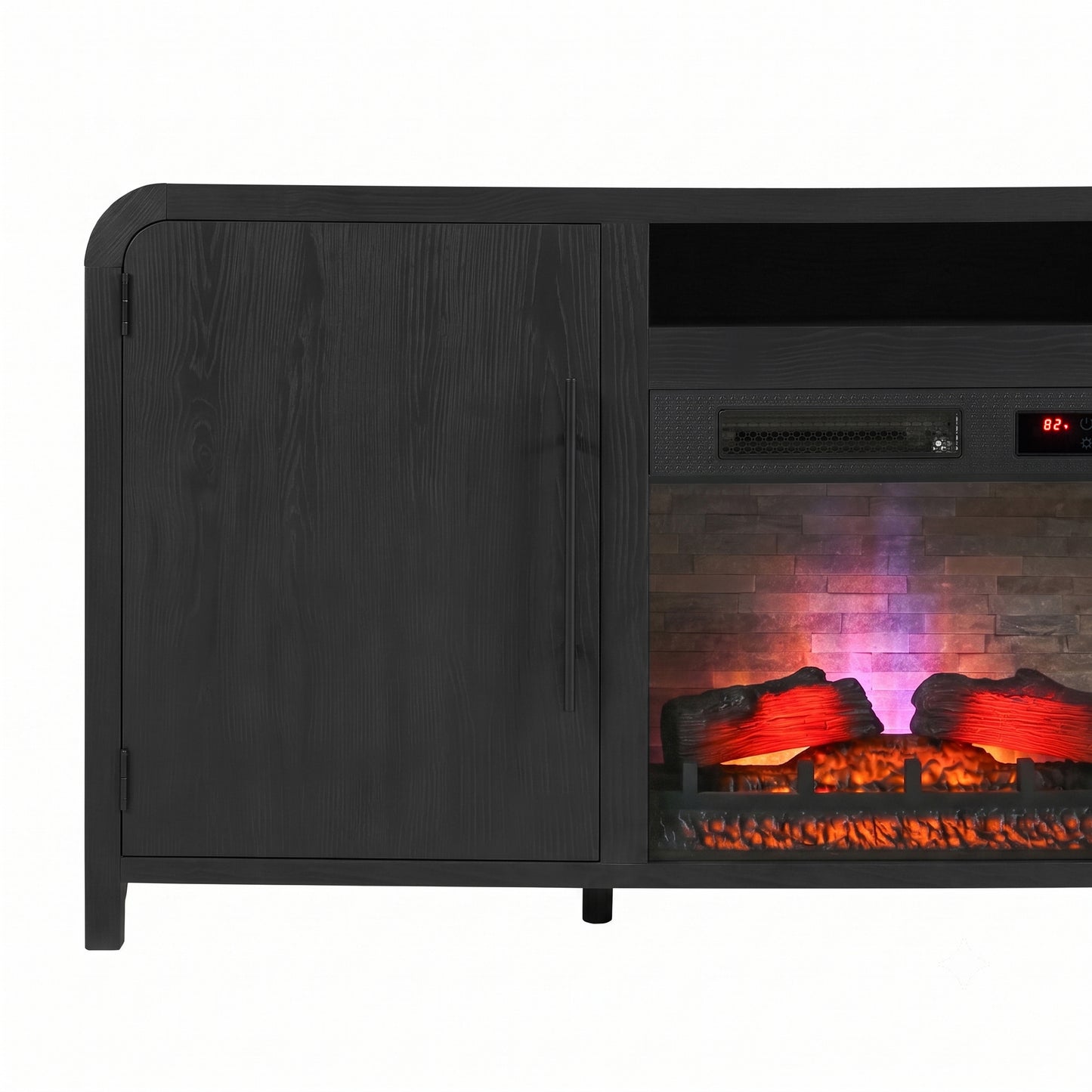 Chantelle 70” Modern Curved TV Stand with duraflame® Smart Electric Fireplace, Alexa Voice & App Control