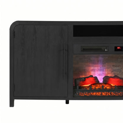 Chantelle 70” Modern Curved TV Stand with duraflame® Smart Electric Fireplace, Alexa Voice & App Control