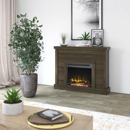 Shiplap Wall Mantel Electric Fireplace