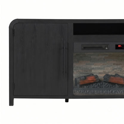 Chantelle 70” Modern Curved TV Stand with duraflame® Smart Electric Fireplace, Alexa Voice & App Control