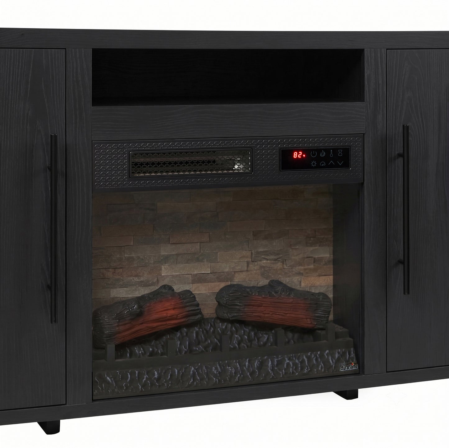 Chantelle 70” Modern Curved TV Stand with duraflame® Smart Electric Fireplace, Alexa Voice & App Control