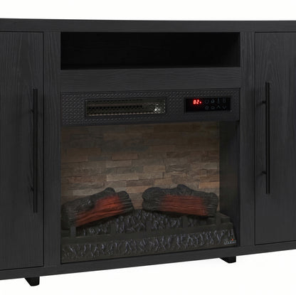 Chantelle 70” Modern Curved TV Stand with duraflame® Smart Electric Fireplace, Alexa Voice & App Control
